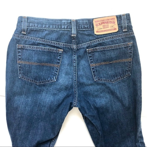 Express Precision Fit Riot Siren Medium Wash 100% Cotton Denim Bootcut Jeans 10 - Picture 8 of 10